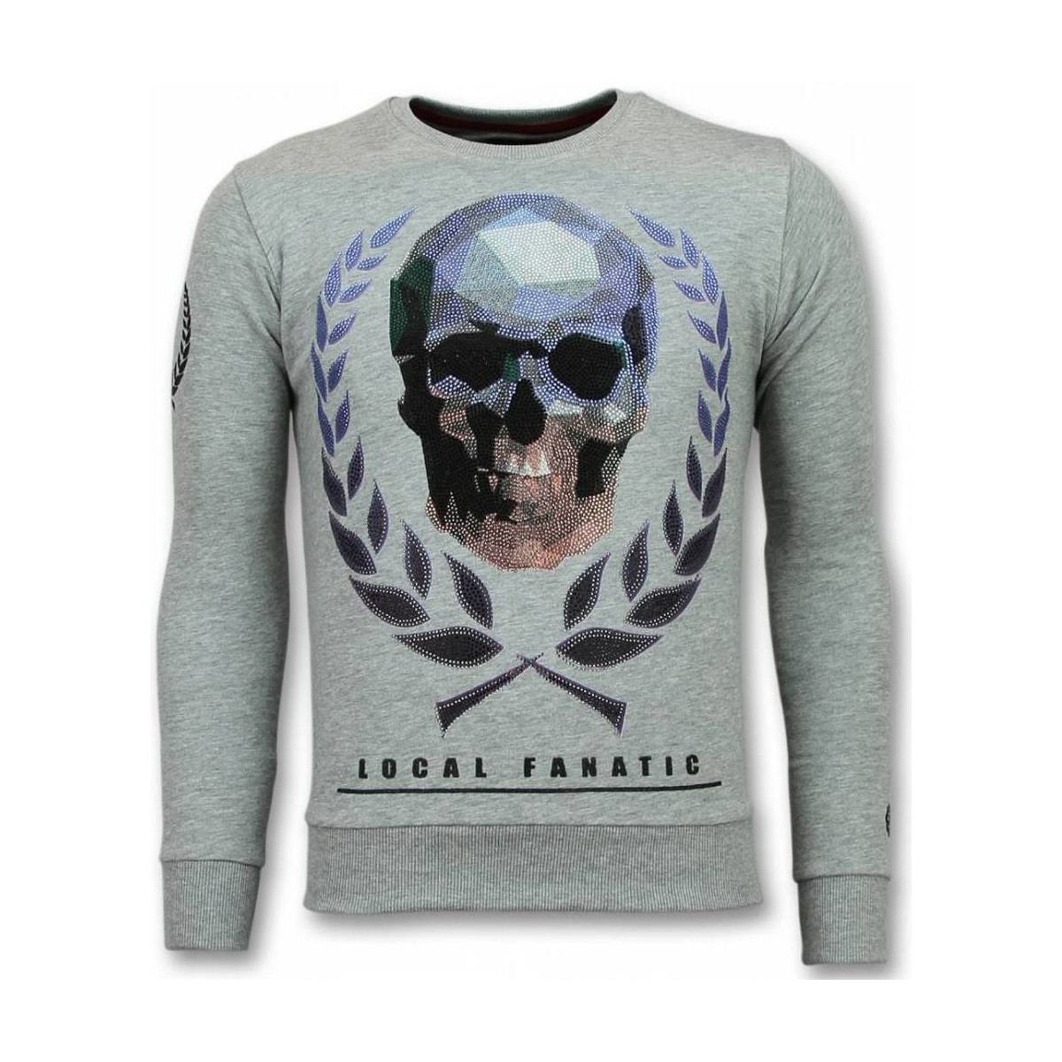 Textiel Heren Sweaters / Sweatshirts Local Fanatic Doodskop Skull Rhinestone Grijs