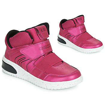 Schoenen Meisjes Hoge sneakers Geox J XLED GIRL Roze / Fushia / Zwart / Led