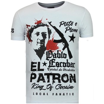 Textiel Heren T-shirts korte mouwen Local Fanatic El Patron Pablo Rhinestone Wit