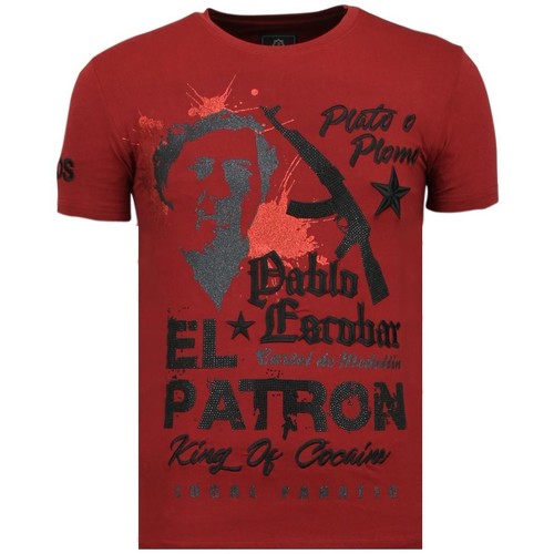 Textiel Heren T-shirts korte mouwen Local Fanatic El Patron Pablo Rhinestone Rood