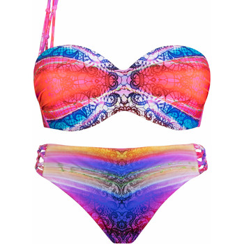Textiel Dames Bikinibroekjes- en tops Luna 2-delige voorgevormde set 1 bandje Rainbow Groene
