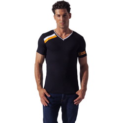 Textiel Heren T-shirts korte mouwen Code 22 T-shirt Asymmetric sport Code22 Zwart
