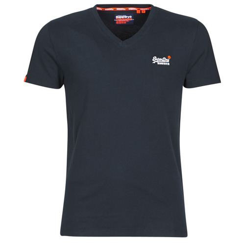 Textiel Heren T-shirts korte mouwen Superdry ORANGE LABEL VNTGE EMB VEE TEE Eclipse / Marine