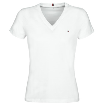 Textiel Dames T-shirts korte mouwen Tommy Hilfiger HERITAGE V-NECK TEE Wit
