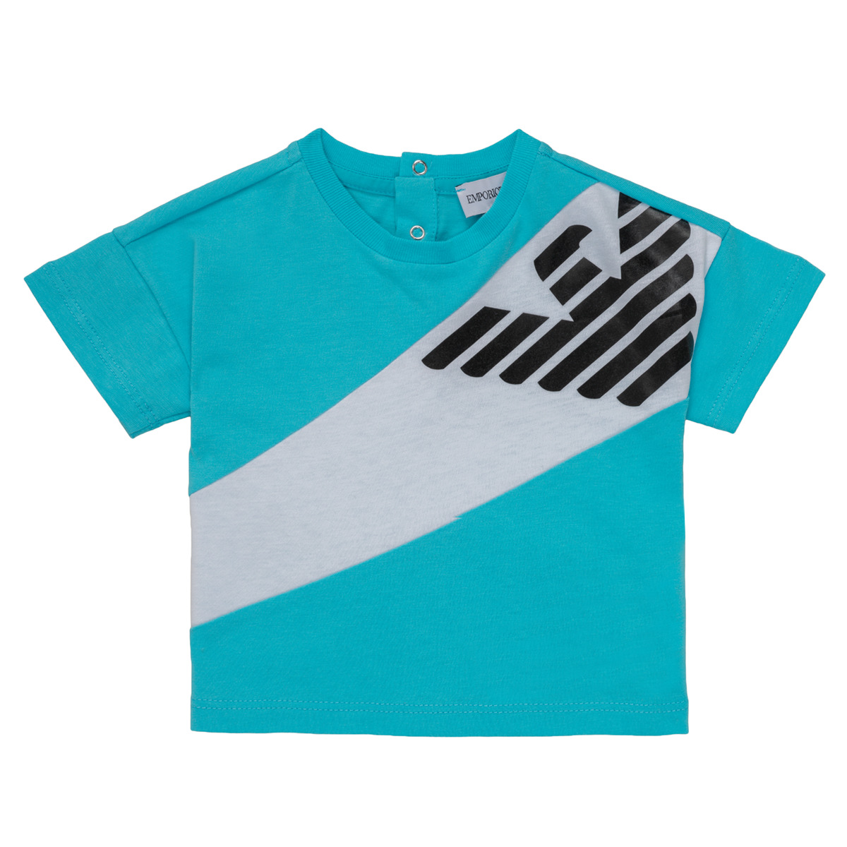 Textiel Jongens T-shirts korte mouwen Emporio Armani Alois Blauw / Wit