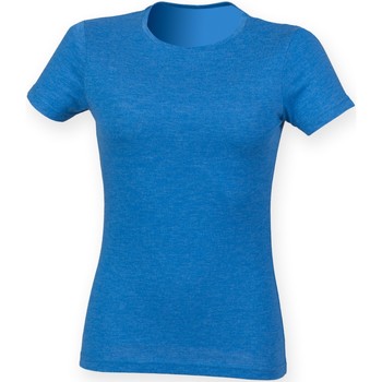 Textiel Dames T-shirts korte mouwen Skinni Fit SK161 Blauw