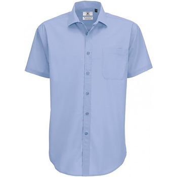 Textiel Heren Overhemden korte mouwen B And C SMP62 Blauw