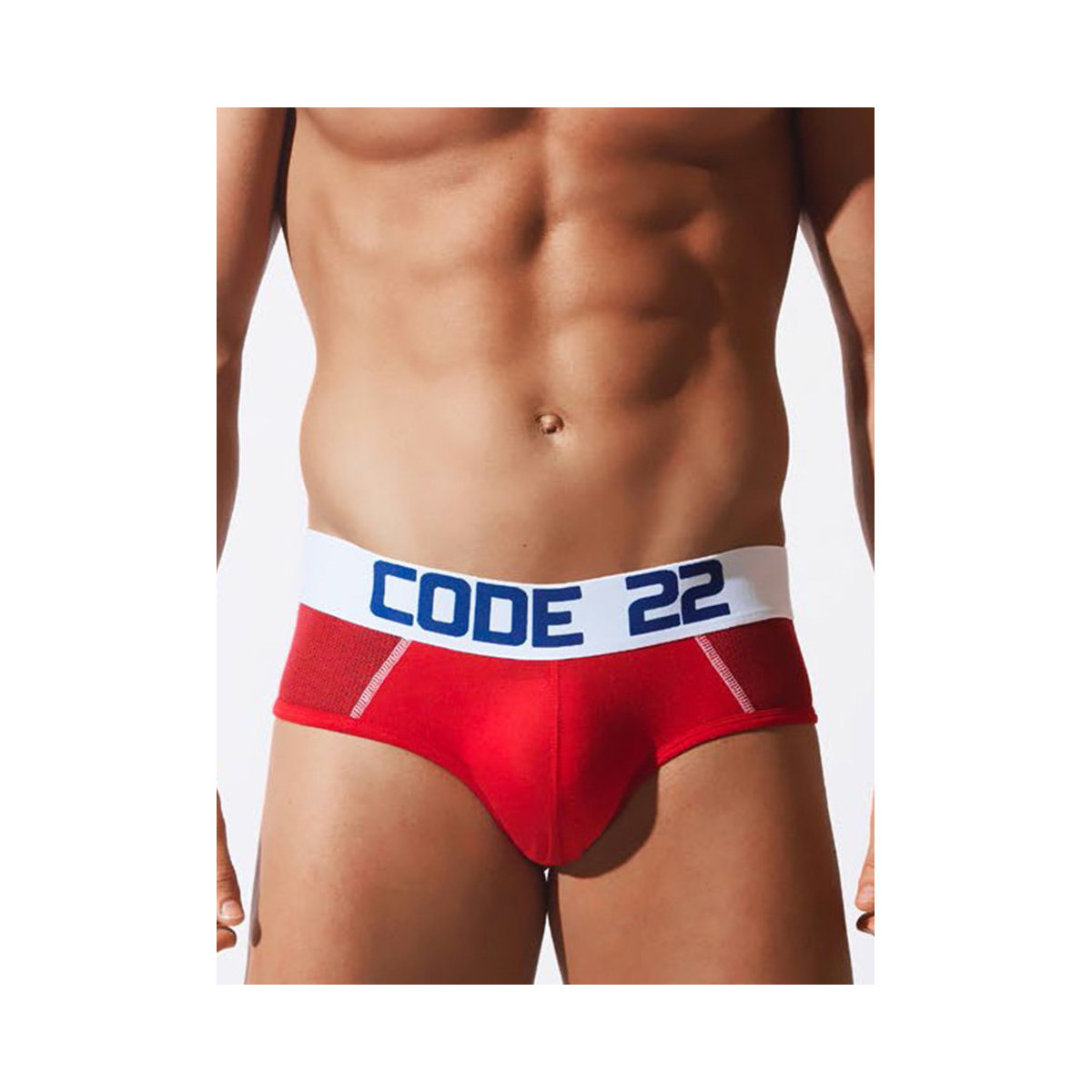 Ondergoed Heren Slips Code 22 Slipje van modaal mesh Contrast Code22 Rood