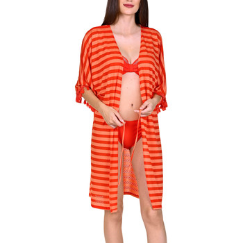 Textiel Dames Tunieken Lisca Open strandtuniek met halve mouwen Itala Marina Rood