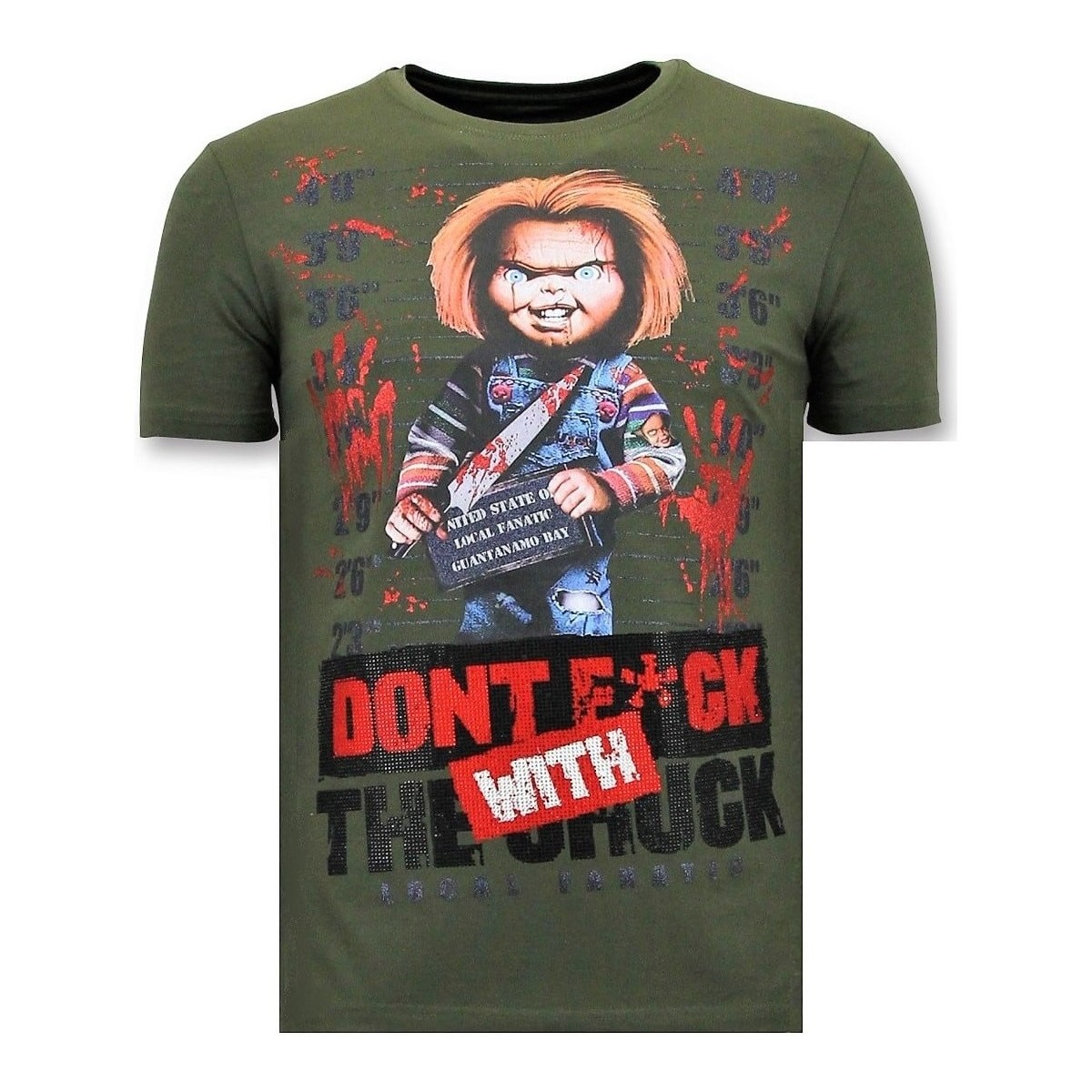 Textiel Heren T-shirts korte mouwen Local Fanatic Stoere Bloody Chucky Angry Print Groen