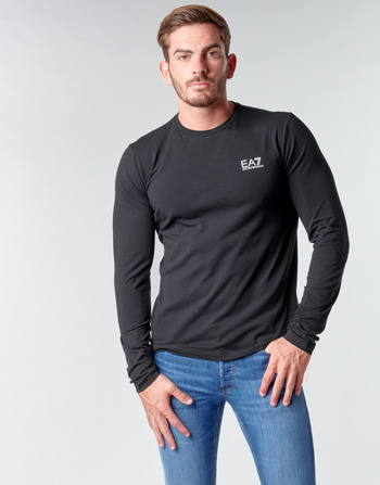 Textiel Heren T-shirts met lange mouwen Emporio Armani EA7 TRAIN CORE ID M TEE LS ST Zwart / Logo / Wit