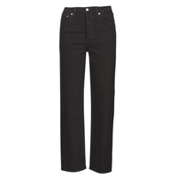 Textiel Dames Straight jeans Levi's RIBCAGE STRAIGHT ANKLE Zwart / Hart