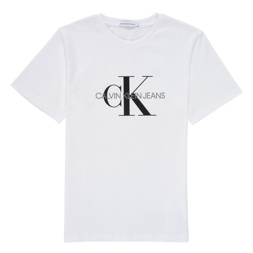 Textiel Kinderen T-shirts korte mouwen Calvin Klein Jeans MONOGRAM Wit