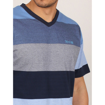 Admas Homewear pyjamashorts t-shirt Stay Stripes blauw Blauw
