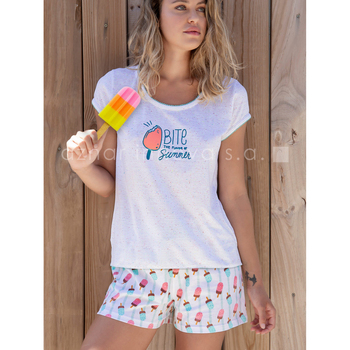 Admas Pyjamashort t-shirt Summer Bites wit Wit