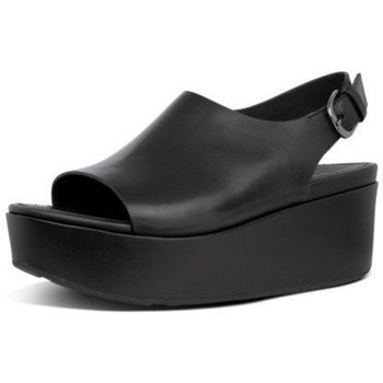 Schoenen Dames Sandalen / Open schoenen FitFlop ELOISE BACK STRAP LEATHER WEDGES ALL BLACK Zwart
