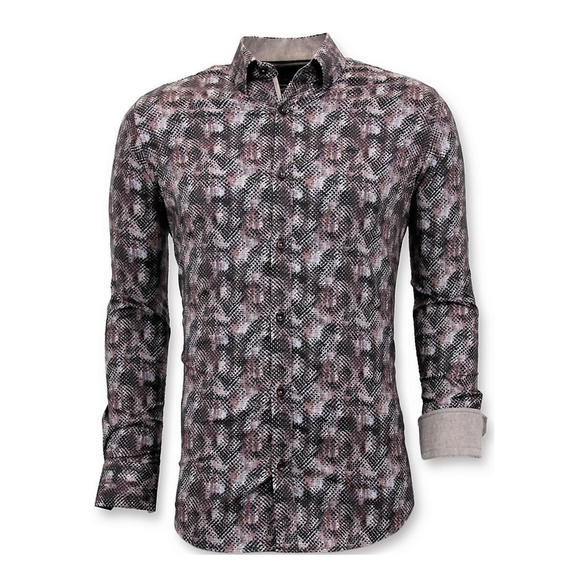 Textiel Heren Overhemden lange mouwen Tony Backer Luxe Blouse Digitale Print Bruin