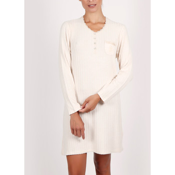 Textiel Dames Pyjama's / nachthemden Admas Nachtjapon met lange mouwen Soft Forest ivoor Wit