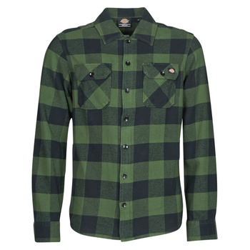 Textiel Heren Overhemden lange mouwen Dickies NEW SACRAMENTO SHIRT PINE GREEN Kaki / Zwart