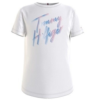 Textiel Meisjes T-shirts korte mouwen Tommy Hilfiger KG0KG05870-YBR Wit