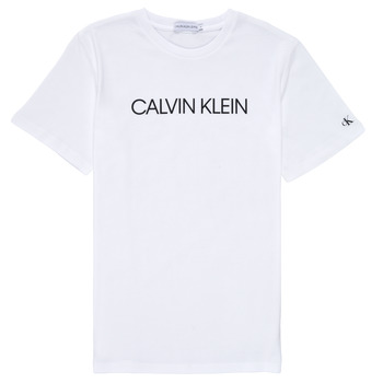 Textiel Jongens T-shirts korte mouwen Calvin Klein Jeans INSTITUTIONAL T-SHIRT Wit