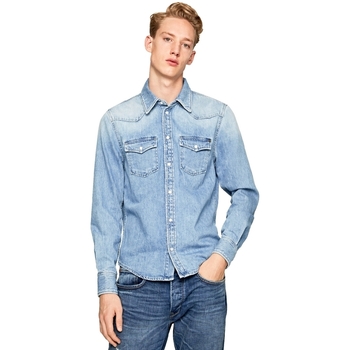 Textiel Heren Overhemden lange mouwen Pepe jeans PM301044PB1 Blauw
