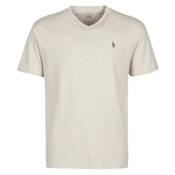 Textiel Heren T-shirts korte mouwen Polo Ralph Lauren T-SHIRT AJUSTE COL V EN COTON LOGO PONY PLAYER Beige