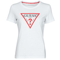 Textiel Dames T-shirts korte mouwen Guess SS CN ORIGINAL TEE Wit