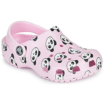 Schoenen Meisjes Klompen Crocs CLASSIC PANDA PRINT CLOG K Roze / Zwart/wit