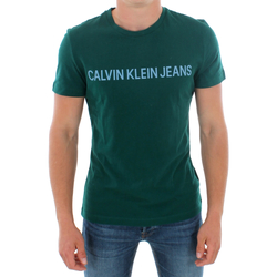 Textiel Heren T-shirts korte mouwen Calvin Klein Jeans J30J307856 383 GREEN Verde oscuro