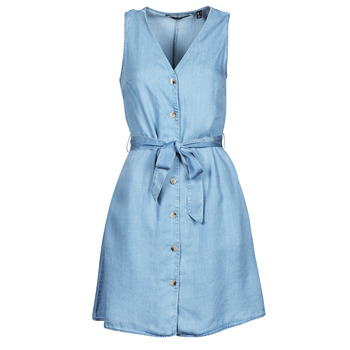 Vero Moda Denim mini jurk met strikband en knopen in lichtblauw online kopen