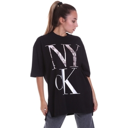 Textiel Dames T-shirts korte mouwen Calvin Klein Jeans J20J214436 Zwart