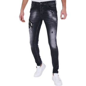 Textiel Heren Skinny jeans True Rise Spijkerbroek Verfspatten A Zwart
