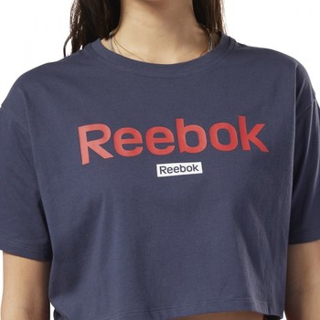 Reebok Sport Linear Logo Crop Tee Blauw