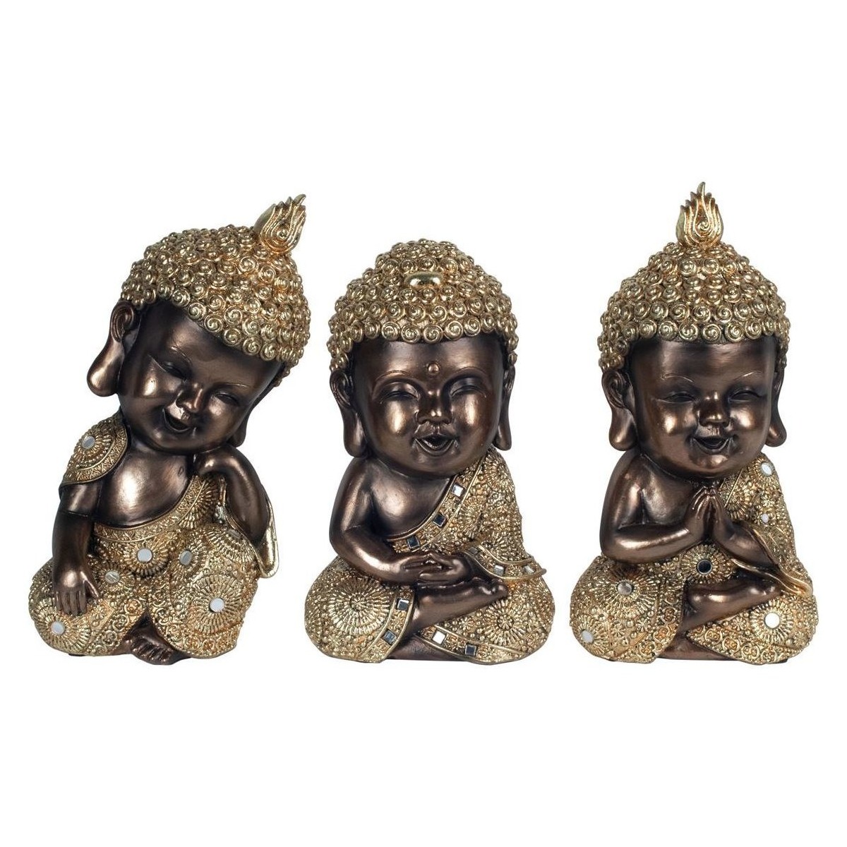 Wonen Beeldjes  Signes Grimalt Boeddha'S 3 Verschillende Goudsoorten Zwart