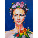 Vrouw Met Bloemen Schilderij