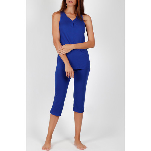 Textiel Dames Pyjama's / nachthemden Admas Pyjama korte tanktop loungewear Solid Colours blauw Blauw