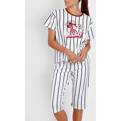 Textiel Dames Pyjama's / nachthemden Admas Pyjamabroek t-shirt Mickey Beisbol Disney wit Wit