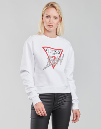 Textiel Dames Sweaters / Sweatshirts Guess ICON FLEECE Wit