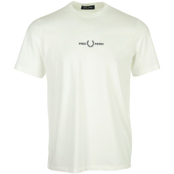 Textiel Heren T-shirts korte mouwen Fred Perry Embroidered T-Shirt Beige