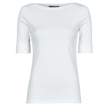 Textiel Dames T-shirts met lange mouwen Lauren Ralph Lauren JUDY-ELBOW SLEEVE-KNIT Wit