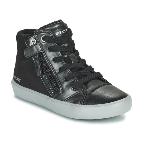 Schoenen Meisjes Hoge sneakers Geox GISLI Zwart / Zilver