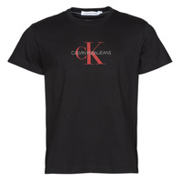 Textiel Heren T-shirts korte mouwen Calvin Klein Jeans ARCHIVAL MONOGRAM FLOCK TEE Zwart