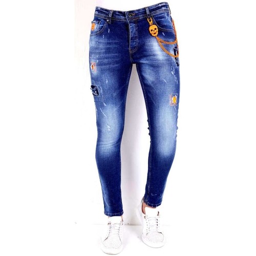Textiel Heren Skinny jeans Local Fanatic Broek Verfspatten Blauw