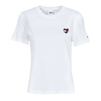 Textiel Dames T-shirts korte mouwen Tommy Jeans TJW REGULAR HOMESPUN HEART TEE Wit