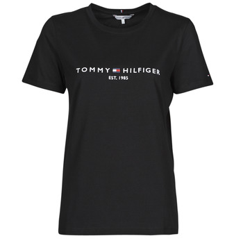 Textiel Dames T-shirts korte mouwen Tommy Hilfiger HERITAGE HILFIGER CNK RG TEE Zwart