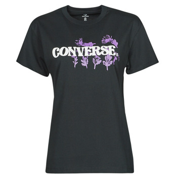 Textiel Dames T-shirts korte mouwen Converse HYBRID FLOWER RELAXED TEE Zwart