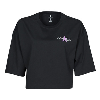 Textiel Dames T-shirts korte mouwen Converse CHUCK INSPIRED HYBRID FLOWER OVERSIZED CROPPED TEE Zwart