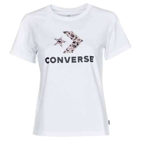 Textiel Dames T-shirts korte mouwen Converse STAR CHEVRON HYBRID FLOWER INFILL CLASSIC TEE Wit