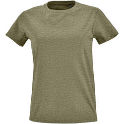 Textiel Dames T-shirts korte mouwen Sols Camiseta IMPERIAL FIT color Caqui Kaki
